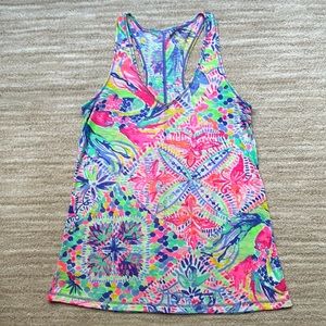 LILLY PULITZER Womens Luxletic Anisa Tank Top Multi Dancing On The Deck X-Small